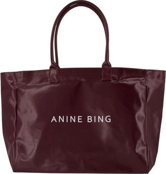 Anine Bing Leo Tote Bag - Dames - Shoppers - Rood - ONE Size - Katoen - Tassen