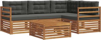vidaXL Conjunto De Sof&aacute;s De Exterior 5 Uds. Natural Y Antracita Vidaxl