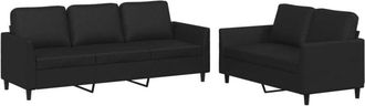 vidaXL Vidaxl - Juego De Sof&aacute;s Con Cojines 2 Piezas Cuero Sint&eacute;tico Negro