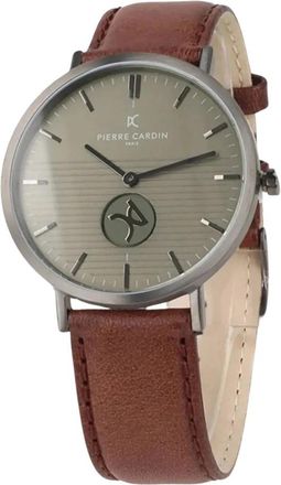 Pierre Cardin Belleville Streepjes Horloge - Heren - Horloges - Bruin - ONE Size - Leer - Accessoires