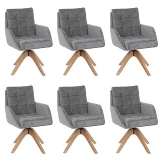 Hhg [nunca Usado] Juego De 6 Sillas De Comedor Hhg-708, Sillas De Cocina, Giratorias, Tapizadas En Chenilla (680 G/m&sup2;), Certificaci&oacute;n Oeko-tex, Madera Mvg