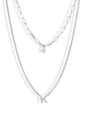 Meshmerise Diamond Initial Charm Necklace in White-K at Nordstrom Rack
