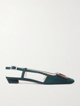 Roger Vivier D&eacute;collet&eacute; Slingback In Camoscio Belle Vivier 25 - Verde