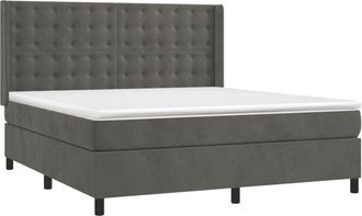 vidaXL Vidaxl - Cama Box Spring Colch&oacute;n Y Led Terciopelo Gris Oscuro 180x200 Cm