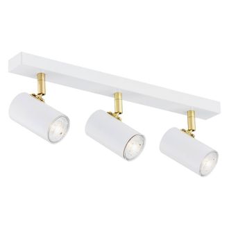 Netlighting Lagos Ceiling 3 Light Spotlight Bar White Structure Brass Elements