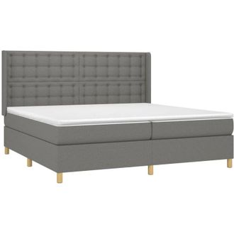 vidaXL Vidaxl - Cama Box Spring Con Colch&oacute;n Tela Gris Oscuro 200x200 Cm