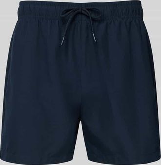 Emporio Armani Relaxed Fit Badeshorts mit Logo-Stitching in Dunkelblau, Gr&ouml;&szlig;e L
