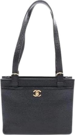 Chanel Pre-owned Caviar Leren Tote Bag - Dames - Vintage Schoudertas - Zwart - ONE Size - Leer - Vintage