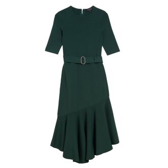 Ted Baker Samalee Gebreide Rok Met Zwierige Rand In Donkergroen, Midi-jurk