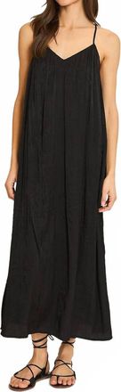 Wishlist Crinkle Midi Dress In Sea Urchin Black