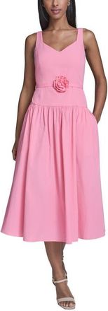 Karl Lagerfeld Poplin Midi Sundress in Pink Sherbet at Nordstrom, Size 4
