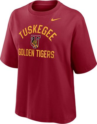 Nike Womens College (Tuskegee University) Boxy T-Shirt in Red | W11668TUSU26-CRM