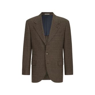 Brunello Cucinelli Cashmere Prince Of Wales Tailor Blazer