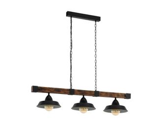 Eglo Eglo Iluminaci&oacute;n L&aacute;mpara De Techo De Madera Y Acero Oldbury 3 Luces