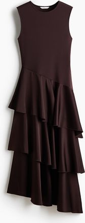 H&M Kleid aus Ponte-di-Roma mit Satinjupe - Brown