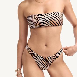 Vitamin A California High Leg Bikini Bottom In Shell Stripe