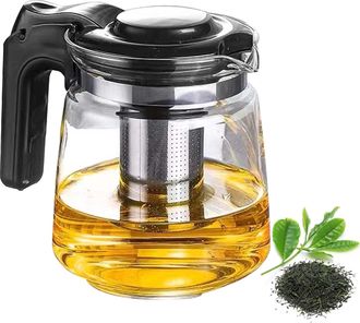 OEM Tetera De Vidrio De Alta Calidad, Resistente Al Calor, Con Colador, Capacidad De 1,5 Litros Y Tapa Con Filtro De Malla Fina