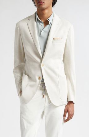 Eleventy Linen & Cotton Sport Coat in Sand at Nordstrom, Size 58