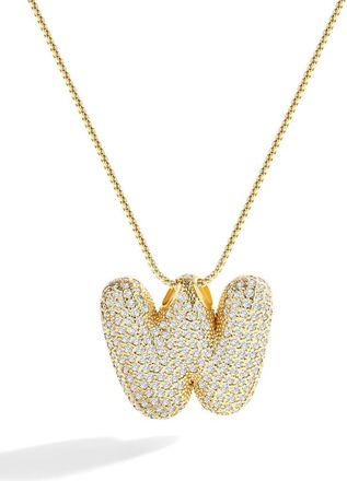 Mint & Lily Pave Bubble Initial Necklace in 18K Gold /Letter W at Nordstrom