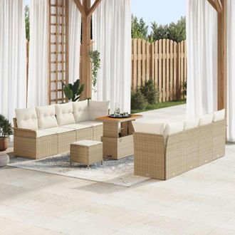 vidaXL Conjunto De Sof&aacute; De Jard&iacute;n Con Coj&iacute;n 11 Pcs Beige Y Crema Vidaxl