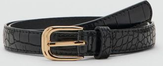 Mango Cintura sottile effetto pelle cocco nero - Donna - XL - MANGO