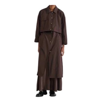 Meimeij Trench Lungo Staccabile - - Coats - Donna - Marrone - M