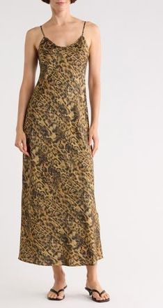 AllSaints Bryony Satin Slipdress in Evia Golden Brown at Nordstrom Rack, Size 12 Us / 16 Uk