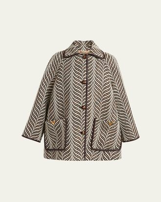 Valentino Garavani Wool Animal Jacquard Single-Breasted Coat