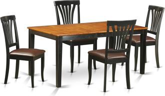 East West Furniture 5 PC Kitchen Table set-Dining Table and 4 Leather Dining Chairs