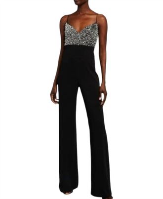 Jay Godfrey Finley Beaded Jumpsuit In Black