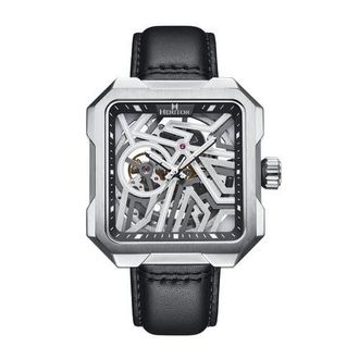 Heritor Campbell Leather-Band Skeleton Watch in Silver at Nordstrom
