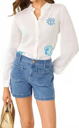 Lilly Pulitzer Sea View Button Down Shirt In Resort White