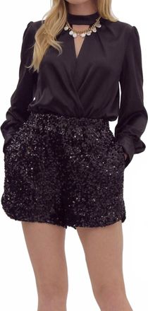Entro High Waisted Sequin Shorts In Black
