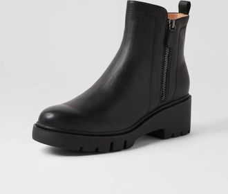 Django & Juliette Womens Umee Leather Ankle Boots In Black Crazy Horse Leather