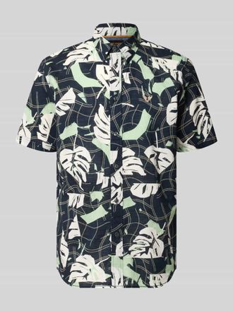 PME Legend Slim Fit Freizeithemd im Allover-Look mit Kentkragen in Marine, Gr&ouml;&szlig;e XXXL
