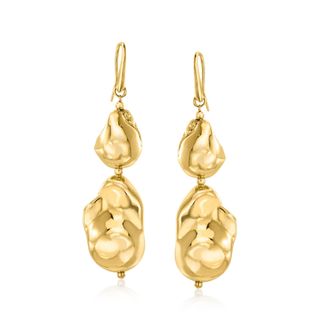 Ross-Simons Italian 18kt Gold Over Sterling Baroque-Style Drop Earrings