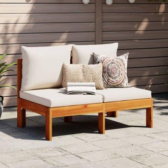 vidaXL vidaXL Divano Giardino Senza Braccioli Cuscini 2 Posti Massello Acacia