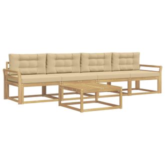 vidaXL Conjunto De Sof&aacute;s De Exterior Con Coj&iacute;n 4 Pcs Y Beige Vidaxl