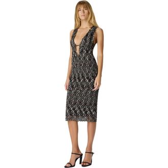 Missoni Midi Dress With V-neck And Embroidered Lace in Black & Brown at Nordstrom, Size 42 It