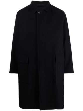 Tagliatore virgin wool-cashmere single-breasted coat - Blue