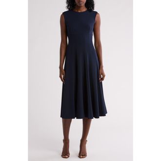 Calvin Klein Scuba Crepe Fit & Flare Dress in Indigo at Nordstrom Rack, Size 10