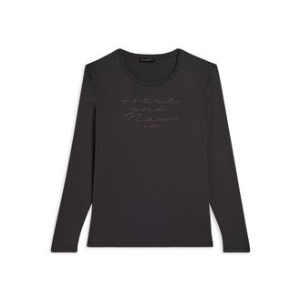 Freddy T-shirt donna manica lunga con scritta e strass