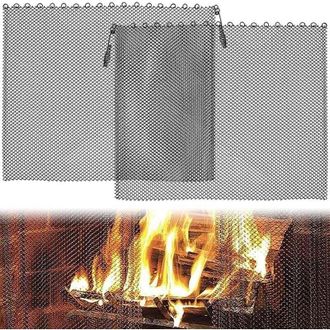 OEM Cortinas De Malla Para Chimenea (paquete De 2), Cadena Cortafuegos Con Dise&ntilde;o De Espiral, Pantalla Met&aacute;lica Para Chimenea (61 X 56 Cm) -crezuo