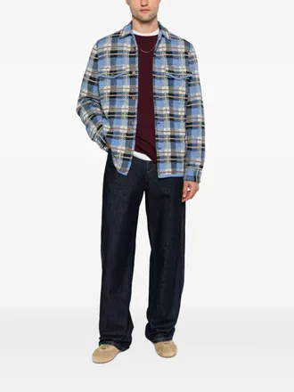 Guest In Residence Plaid Cotton-Blend Shirt - Light Blue
