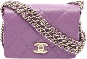 Chanel Pre-owned Matelasse Small Flap Shoulder Bag - Dames - Vintage Schoudertas - Paars - ONE Size - Leer - Vintage