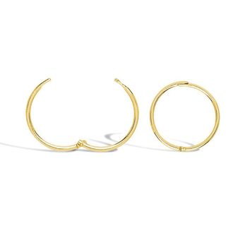 Jewelco London Solid 9ct Gold Hinged Sleeper 1mm Hoop Earrings 12mm