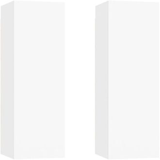 vidaXL Vidaxl - Muebles Para Tv 2 Uds Madera Contrachapada Blanco 30,5x30x90 Cm
