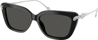 Swarovski Sk6065U Cat Eye Zonnebril - Dames - Accessoires - Zwart - Maat: 55 MM Polyamide