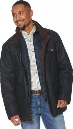 Viyella British Millerain Waxed Cotton Winter Jacket In Navy