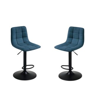 MondoViro Lote de 2 taburetes efecto piel azul cm 45x45 91h